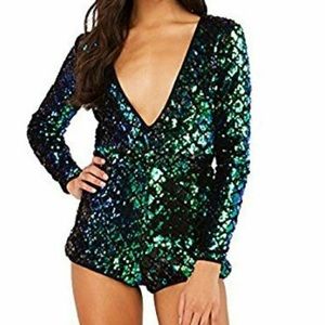 Mermaid green sequin romper